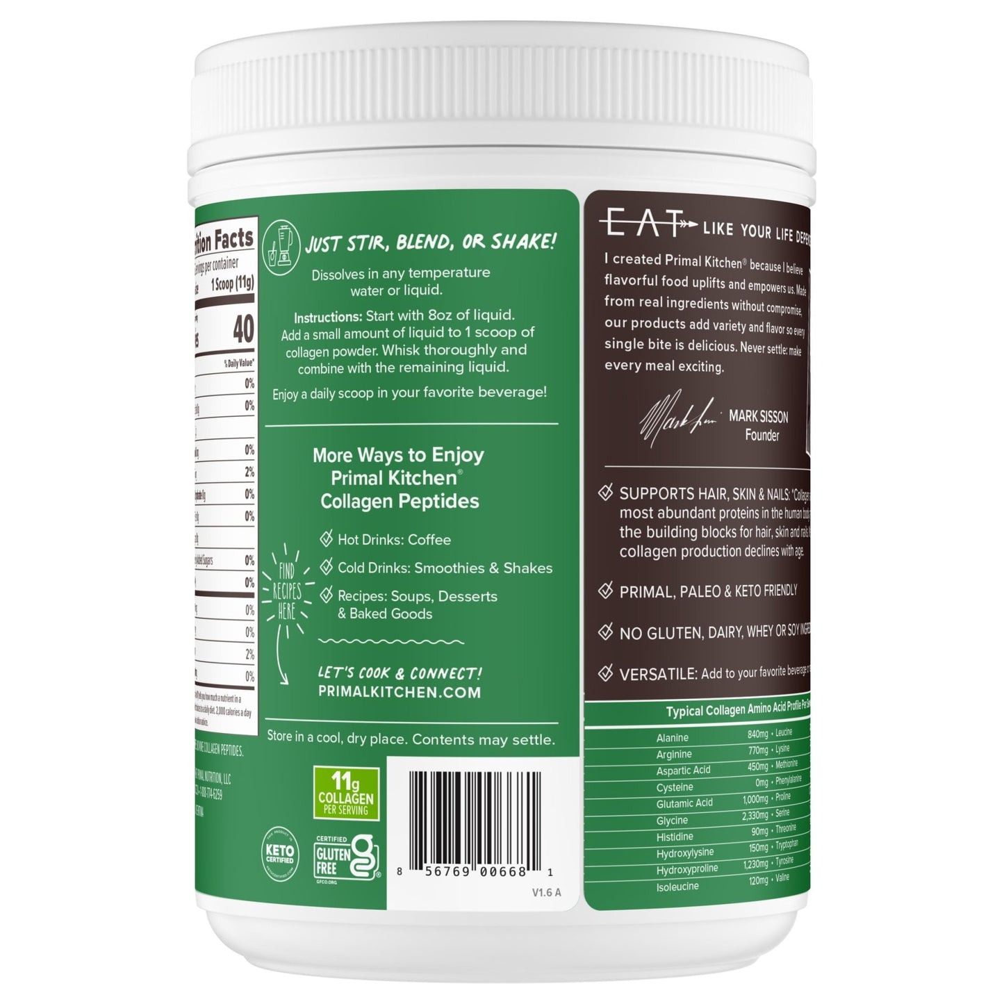 Primal Kitchen Collagen Peptides, Unflavored Collagen Powder, 1.2 Pounds - dailyvitalstore