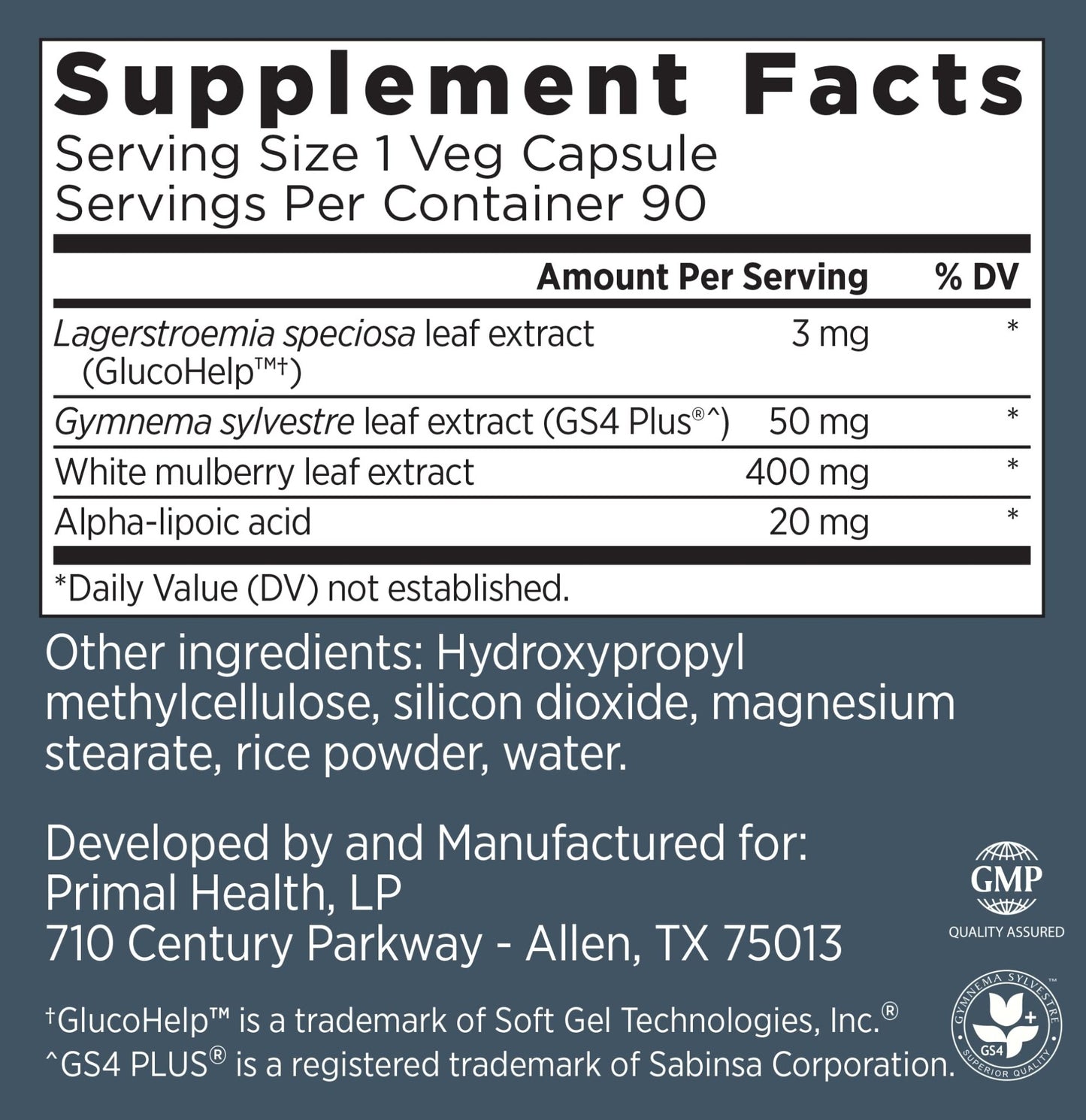 Primal Labs GlucoBurn Support Supplement with White Mulberry Leaf Extract and Alpha Lipoic Acid, 90 Veg capsules - dailyvitalstore
