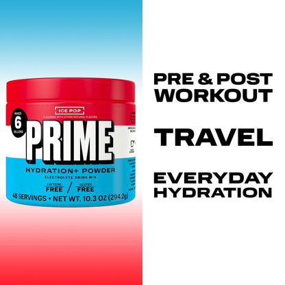 PRIME HYDRATION+ Electrolyte Powder, Ice Pop, Sugar Free Hydration Drink Mix with Potassium, Magnesium & B Vitamins to Replenish Fluids, - dailyvitalstore