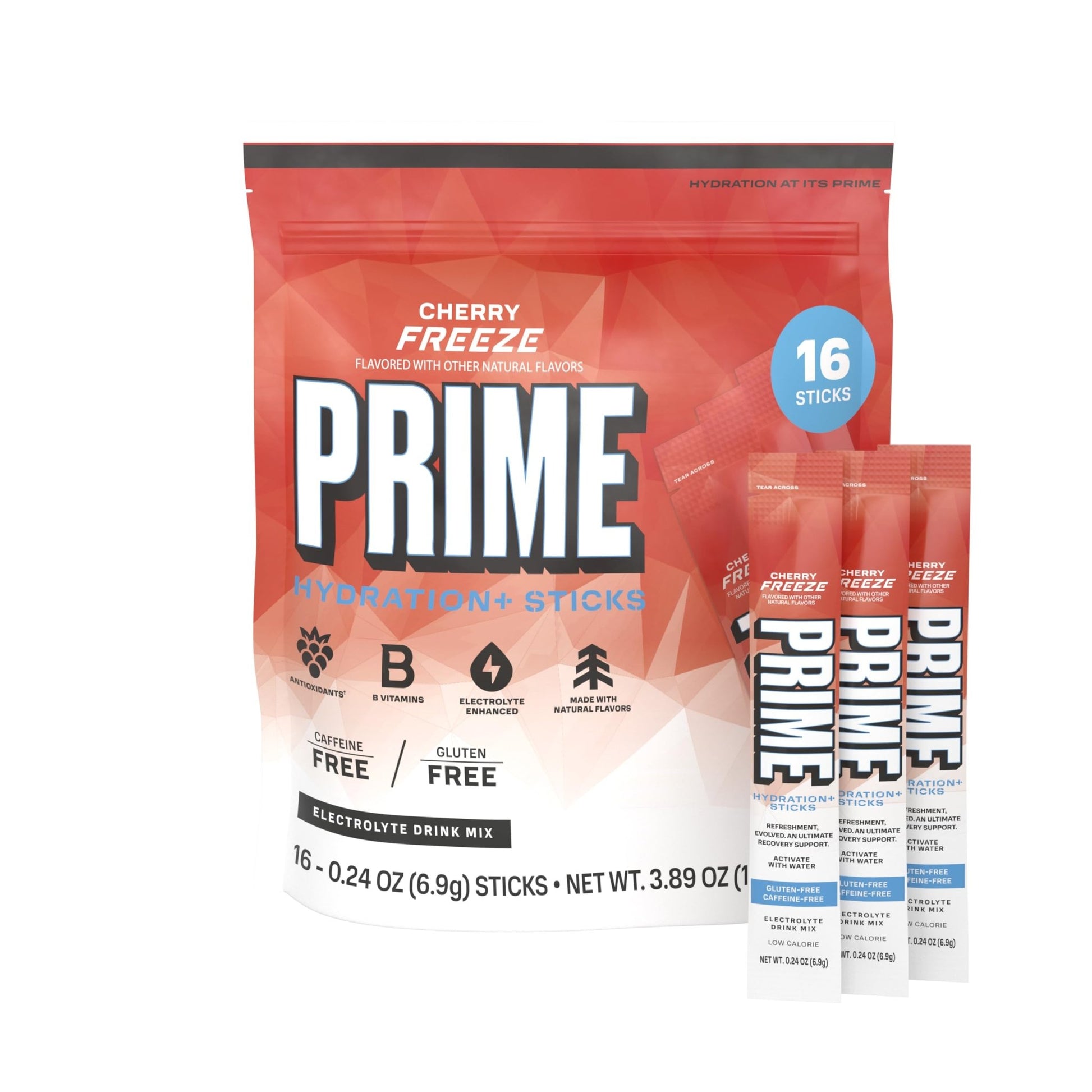 PRIME HYDRATION+ Electrolyte Powder Sticks, Cherry Freeze, Sugar Free Hydration Drink Mix with Potassium, Magnesium & B Vitamins - dailyvitalstore