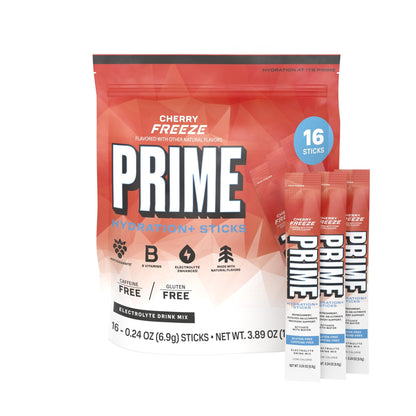 PRIME HYDRATION+ Electrolyte Powder Sticks, Cherry Freeze, Sugar Free Hydration Drink Mix with Potassium, Magnesium & B Vitamins - dailyvitalstore