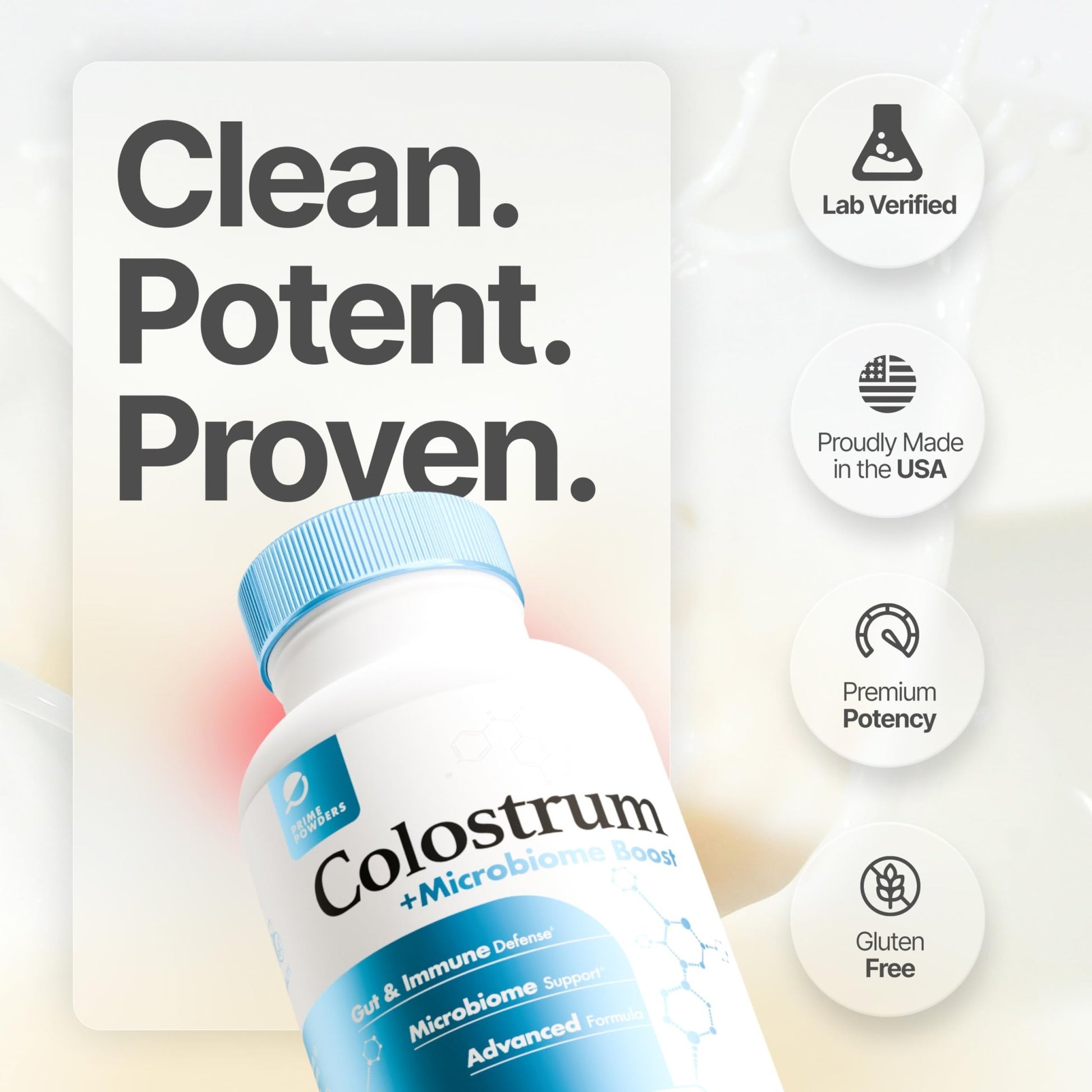 Prime Powders Colostrum Capsules | Grass-Fed Bovine Colostrum with Akkermansia Probiotic 1B AFU | Microbiome & Gut Support - dailyvitalstore
