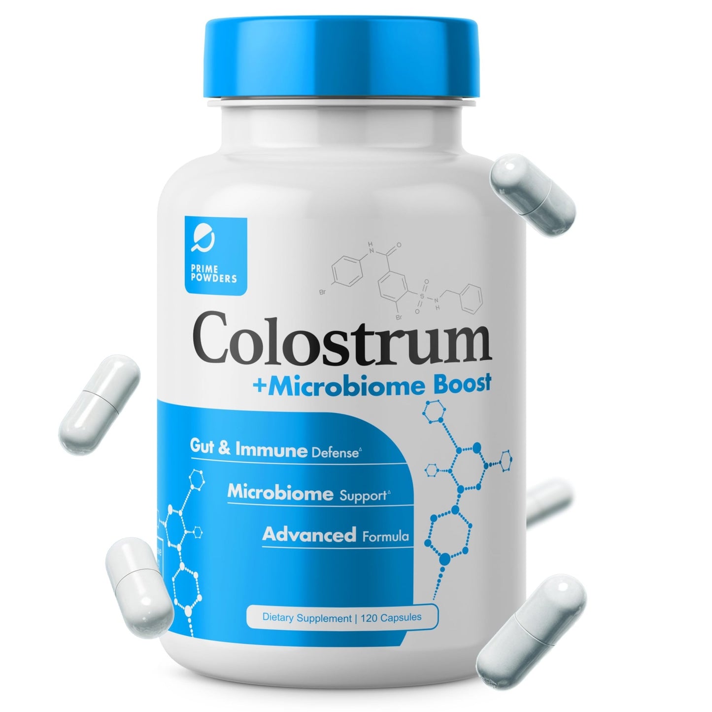 Prime Powders Colostrum Capsules | Grass-Fed Bovine Colostrum with Akkermansia Probiotic 1B AFU | Microbiome & Gut Support - dailyvitalstore