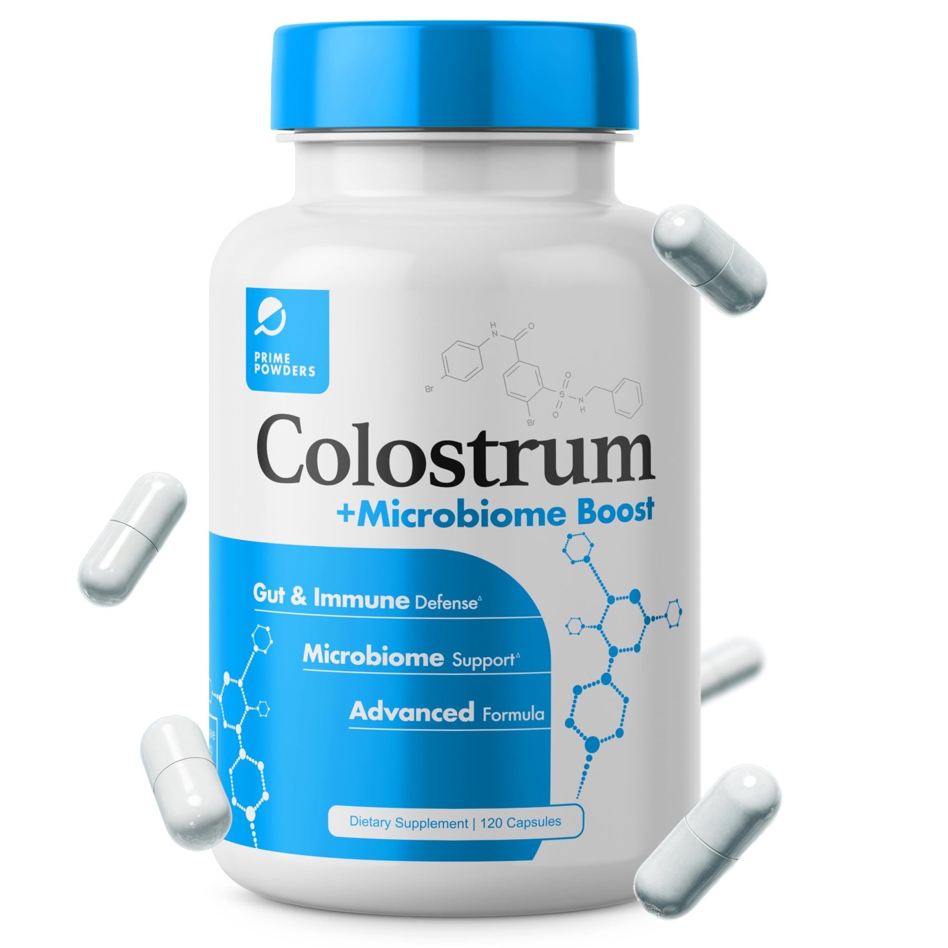 Prime Powders Colostrum Capsules | Grass-Fed Bovine Colostrum with Akkermansia Probiotic 1B AFU | Microbiome & Gut Support - dailyvitalstore