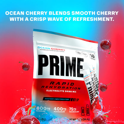 Prime Rapid Rehydration Electrolyte Powder Sticks, Ocean Cherry, Sugar Free Hydration Drink Mix with Sodium, Potassium, Magnesium & B Vitamins - dailyvitalstore