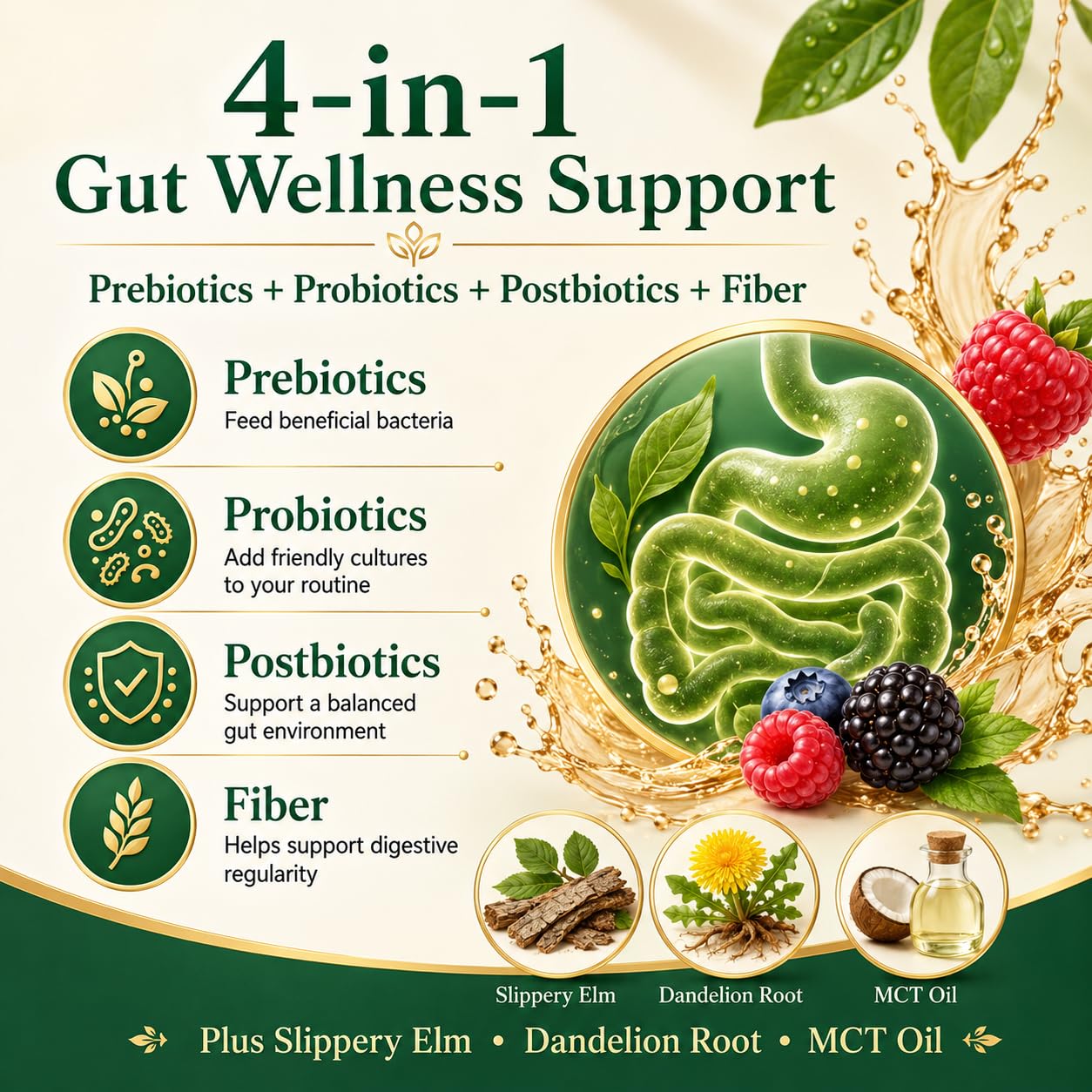 PRIMEHAVEN Probiotic Kombucha Gummies - Prebiotics, Probiotics, Postbiotics, Fiber Supplement, Slippery Elm, Dandelion Root, for Bloating, Gut Health - dailyvitalstore
