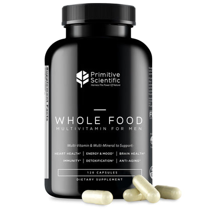 Primitive Scientific Whole Food Natural Multivitamin and Mineral Capsules for Men - All-Day Energy, Inner Zen, and Stronger You (120 Capsules) - dailyvitalstore