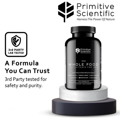 Primitive Scientific Whole Food Natural Multivitamin and Mineral Capsules for Men - All-Day Energy, Inner Zen, and Stronger You (120 Capsules) - dailyvitalstore