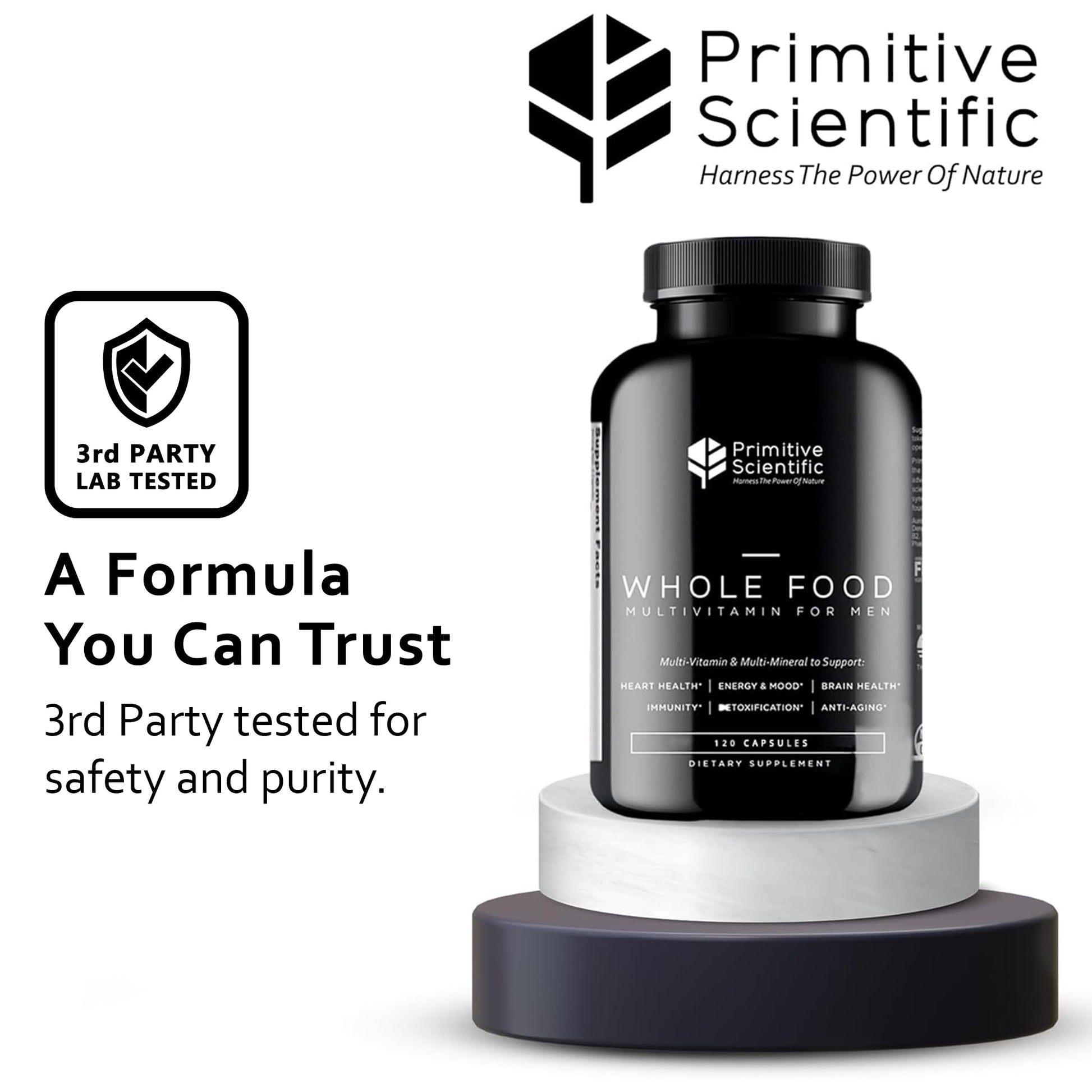 Primitive Scientific Whole Food Natural Multivitamin and Mineral Capsules for Men - All-Day Energy, Inner Zen, and Stronger You (120 Capsules) - dailyvitalstore