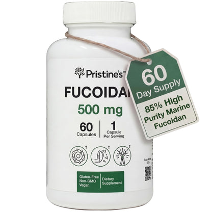 PRISTINE'S Fucoidan 500MG Immunity Supplement Capsules - 60 Day Supply - Brown Seaweed Extract - Potent Herbal Antioxidant Lung Health & Skin Health Support - dailyvitalstore