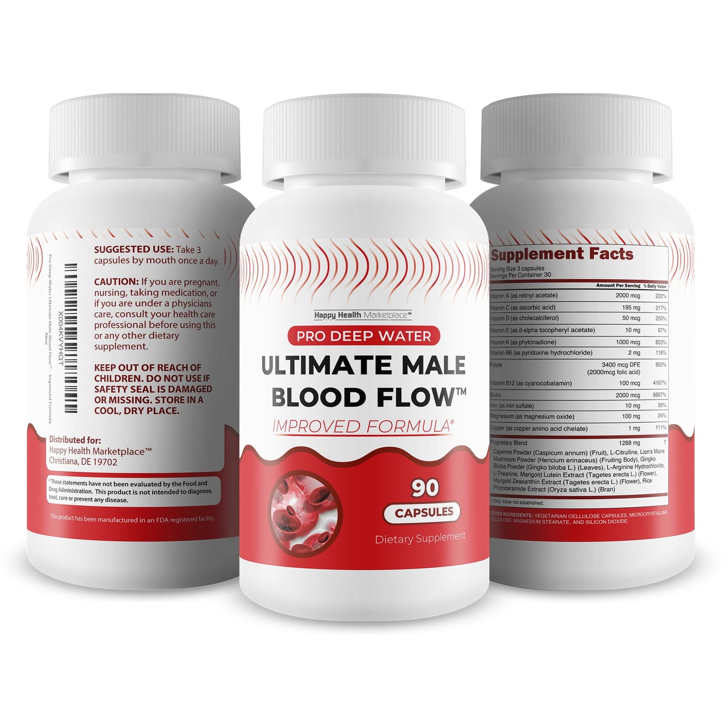 Pro Deep Water Ultimate Male Blood Flow - Improved Formula - Our Best Improved Blood Flow Supplement for Men - Advanced Blood Flow Support for Men - Our Best Circulation Supplement Alpha Boost Pills - dailyvitalstore