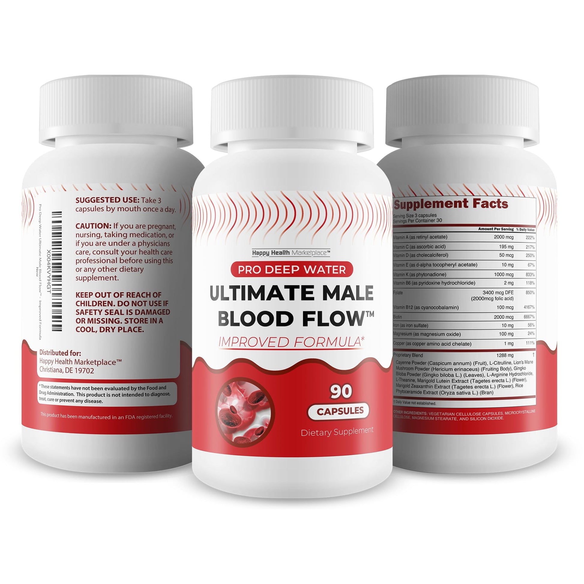 Pro Deep Water Ultimate Male Blood Flow - Improved Formula - Our Best Improved Blood Flow Supplement for Men - Advanced Blood Flow Support for Men - Our Best Circulation Supplement Alpha Boost Pills - dailyvitalstore