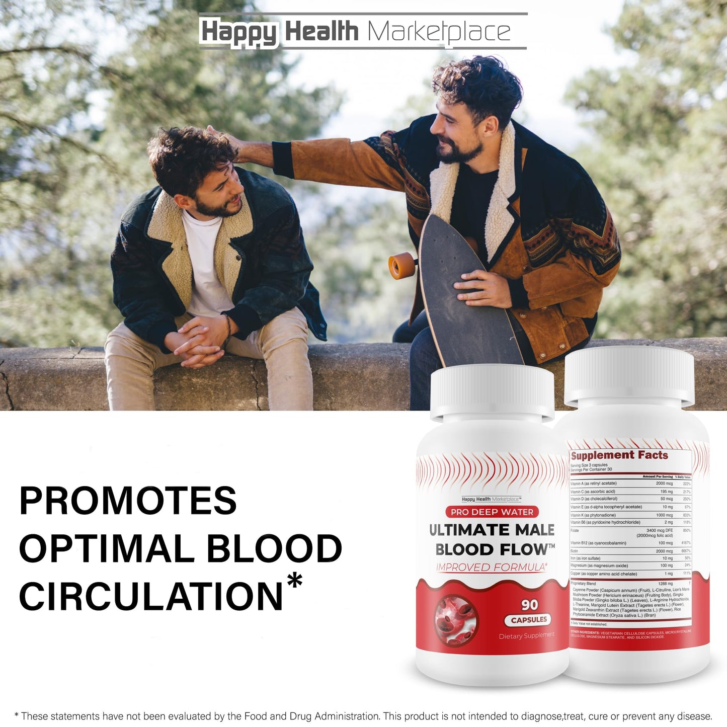 Pro Deep Water Ultimate Male Blood Flow - Improved Formula - Our Best Improved Blood Flow Supplement for Men - Advanced Blood Flow Support for Men - Our Best Circulation Supplement Alpha Boost Pills - dailyvitalstore