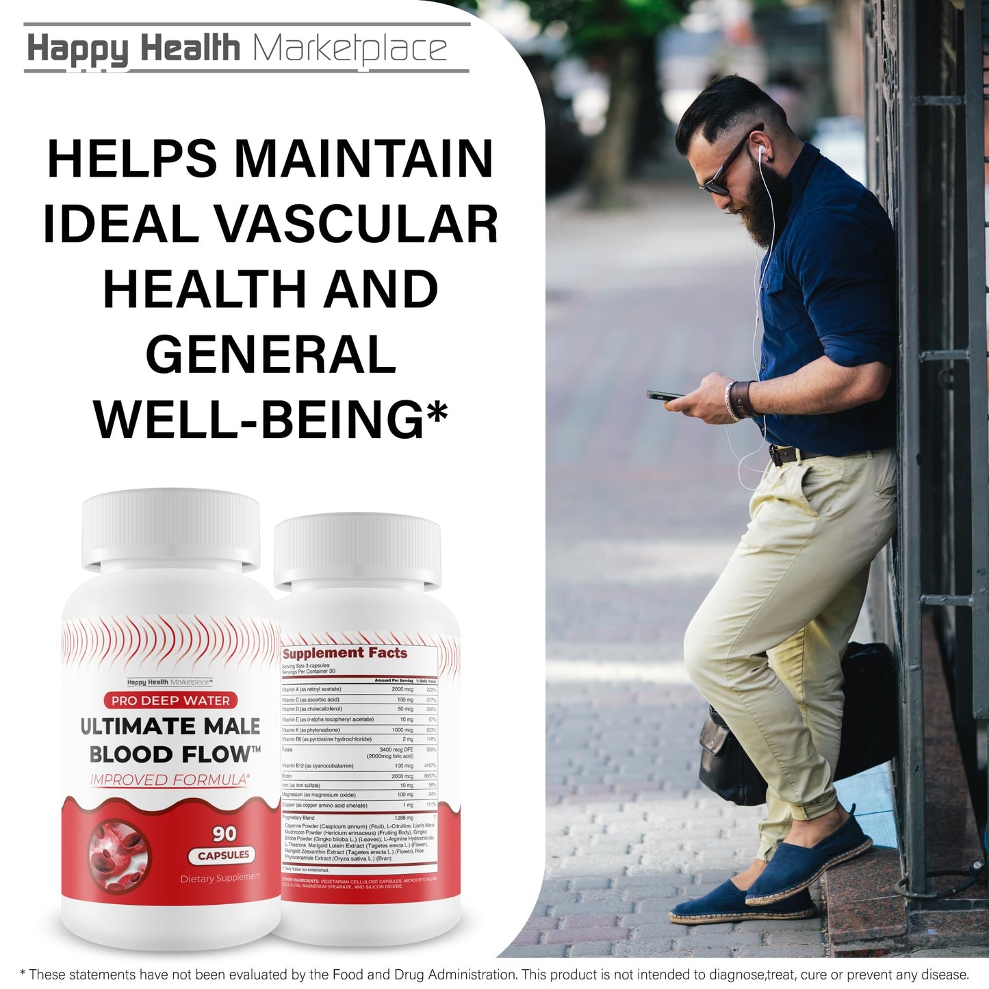 Pro Deep Water Ultimate Male Blood Flow - Improved Formula - Our Best Improved Blood Flow Supplement for Men - Advanced Blood Flow Support for Men - Our Best Circulation Supplement Alpha Boost Pills - dailyvitalstore