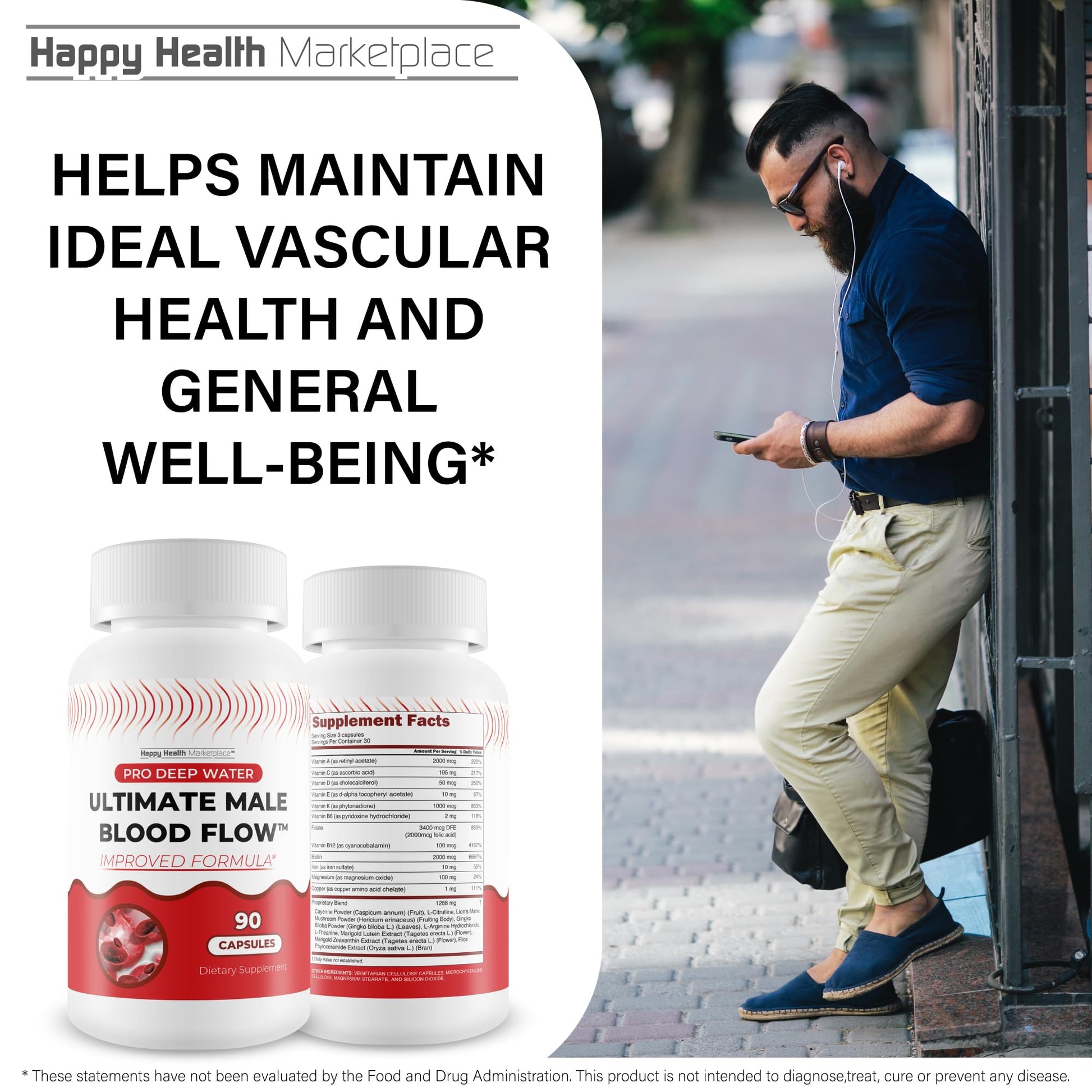 Pro Deep Water Ultimate Male Blood Flow - Improved Formula - Our Best Improved Blood Flow Supplement for Men - Advanced Blood Flow Support for Men - Our Best Circulation Supplement Alpha Boost Pills - dailyvitalstore