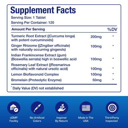 Pro ENZ Joint Support Supplement - Clinical Formula Turmeric Boswellia Supplement for Joint & Cartilage Mobility and Comfort Support Plus Eicosanoid Management with Proteolytic Enzymes (120 Servings) - dailyvitalstore
