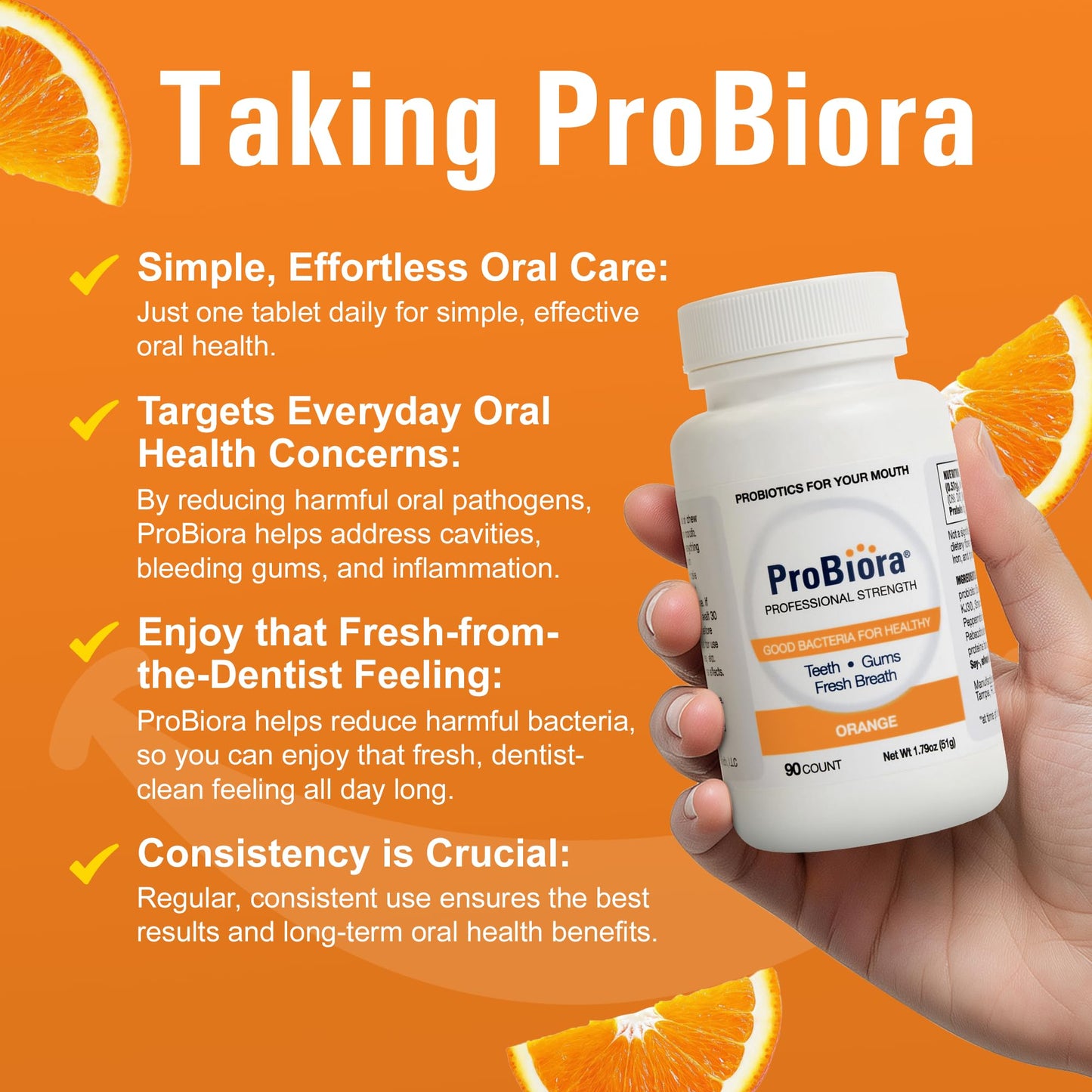 ProBiora Professional Strength Oral Probiotics for Teeth and Gums | Dental Probiotic for Oral Health | Bad Breath Treatment for Adults | Tooth Whitening - dailyvitalstore