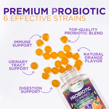 Probiotic Gummies - Advanced Multi-Strain Probiotic Formula - Gut & Digestive Health Support Gummy - Bacillus Coagulans 5 Billion CFU Per Serving, Daily Acidophilus Probiotics Supplement - 120 Gummies - dailyvitalstore