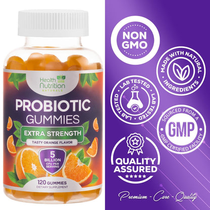 Probiotic Gummies - Advanced Multi-Strain Probiotic Formula - Gut & Digestive Health Support Gummy - Bacillus Coagulans 5 Billion CFU Per Serving, Daily Acidophilus Probiotics Supplement - 120 Gummies - dailyvitalstore