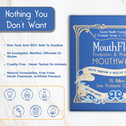 Probiotic & Prebiotic Mouthwash | Gentle Mouthwash for Sensitive & Oral Thrush-Prone Mouths | Soothing, pH Balancing - dailyvitalstore