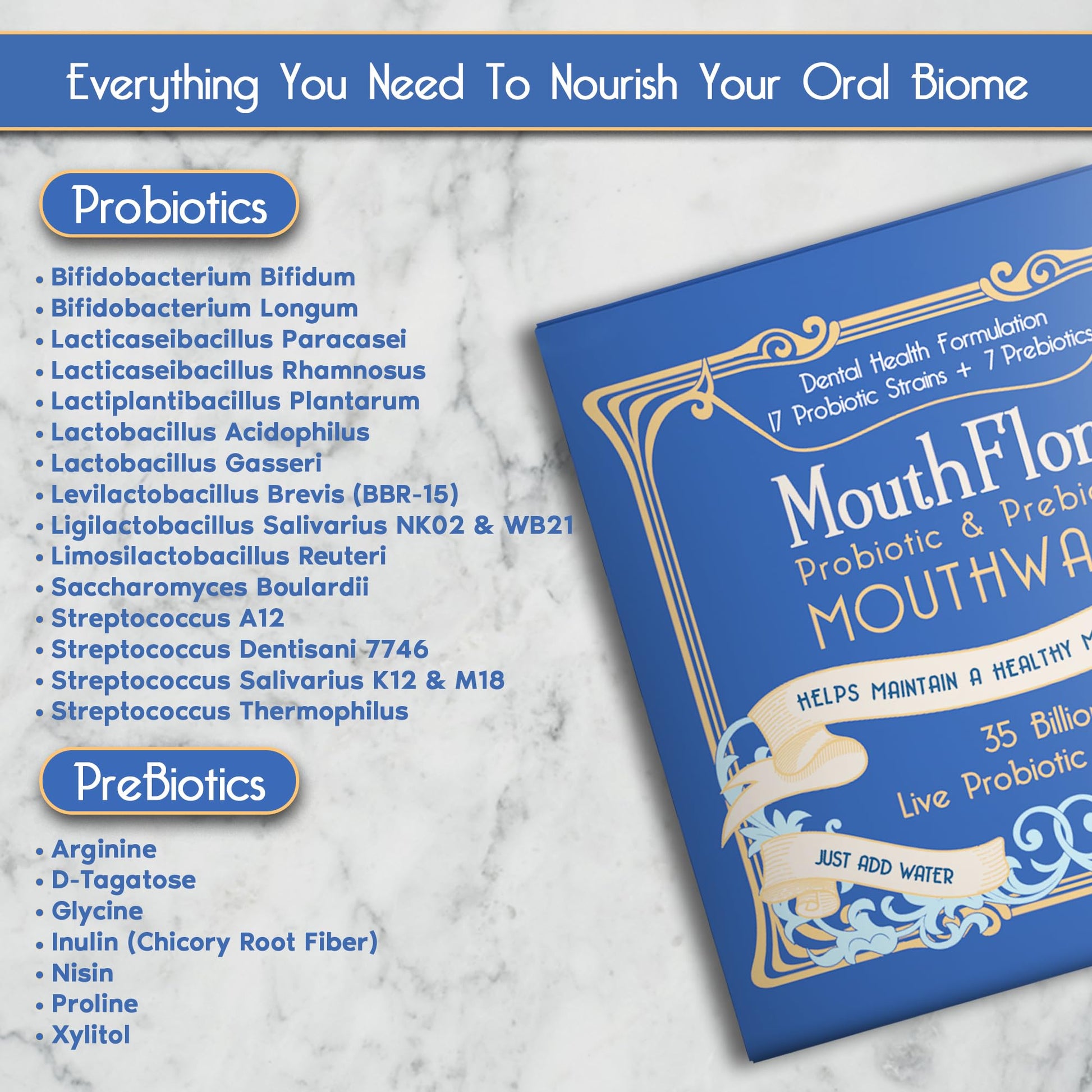 Probiotic & Prebiotic Mouthwash | Gentle Mouthwash for Sensitive & Oral Thrush-Prone Mouths | Soothing, pH Balancing - dailyvitalstore