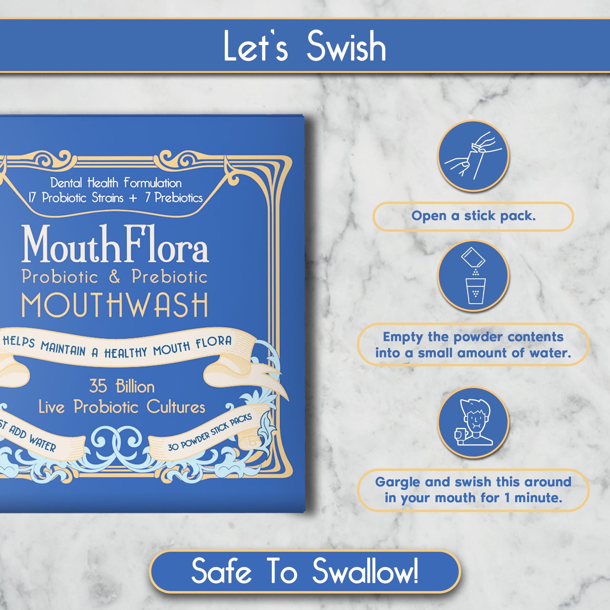 Probiotic & Prebiotic Mouthwash | Gentle Mouthwash for Sensitive & Oral Thrush-Prone Mouths | Soothing, pH Balancing - dailyvitalstore