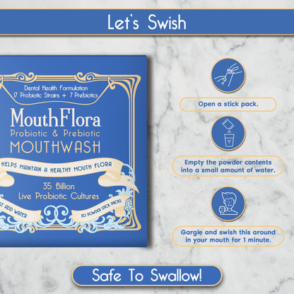 Probiotic & Prebiotic Mouthwash | Gentle Mouthwash for Sensitive & Oral Thrush-Prone Mouths | Soothing, pH Balancing - dailyvitalstore