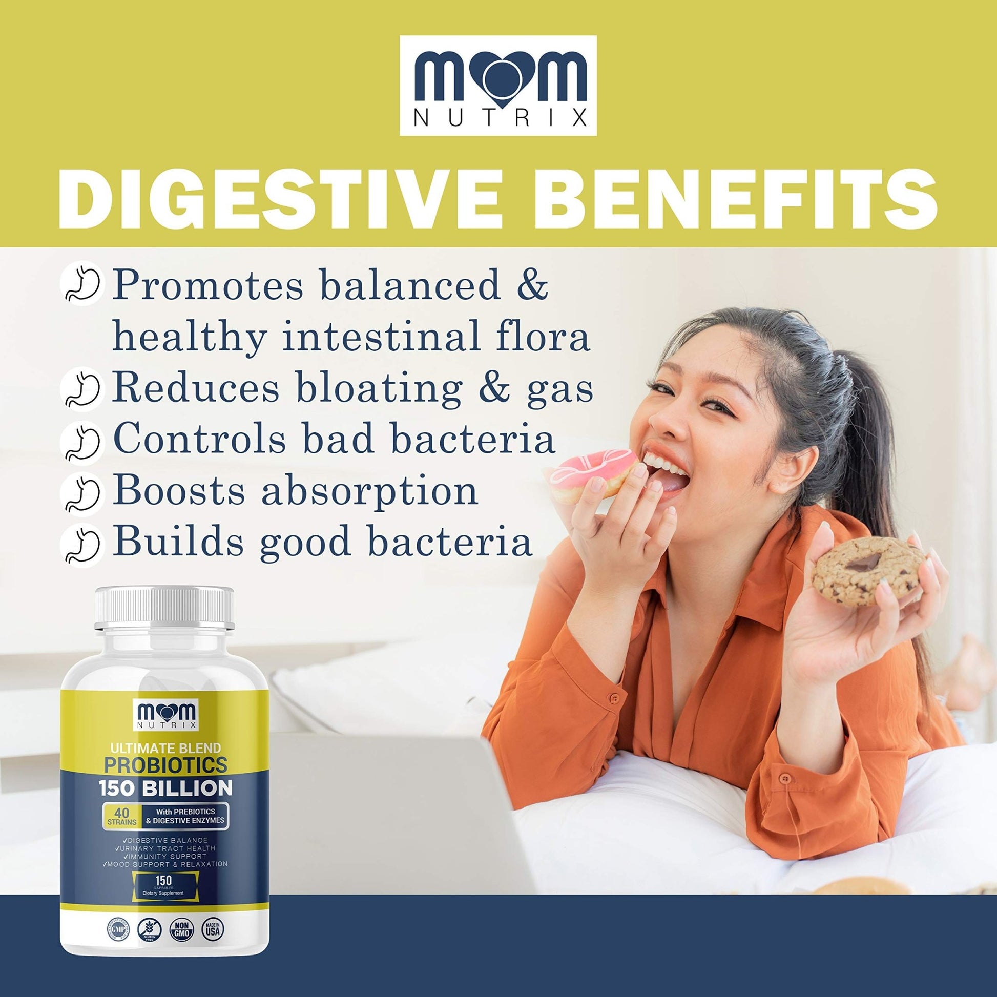 Probiotics 150 Billion CFU - 40 Strain Probiotics for Women, Men and Adults - Shelf Stable Probiotic with Organic Prebiotic - Acidophilus Probiotic - dailyvitalstore