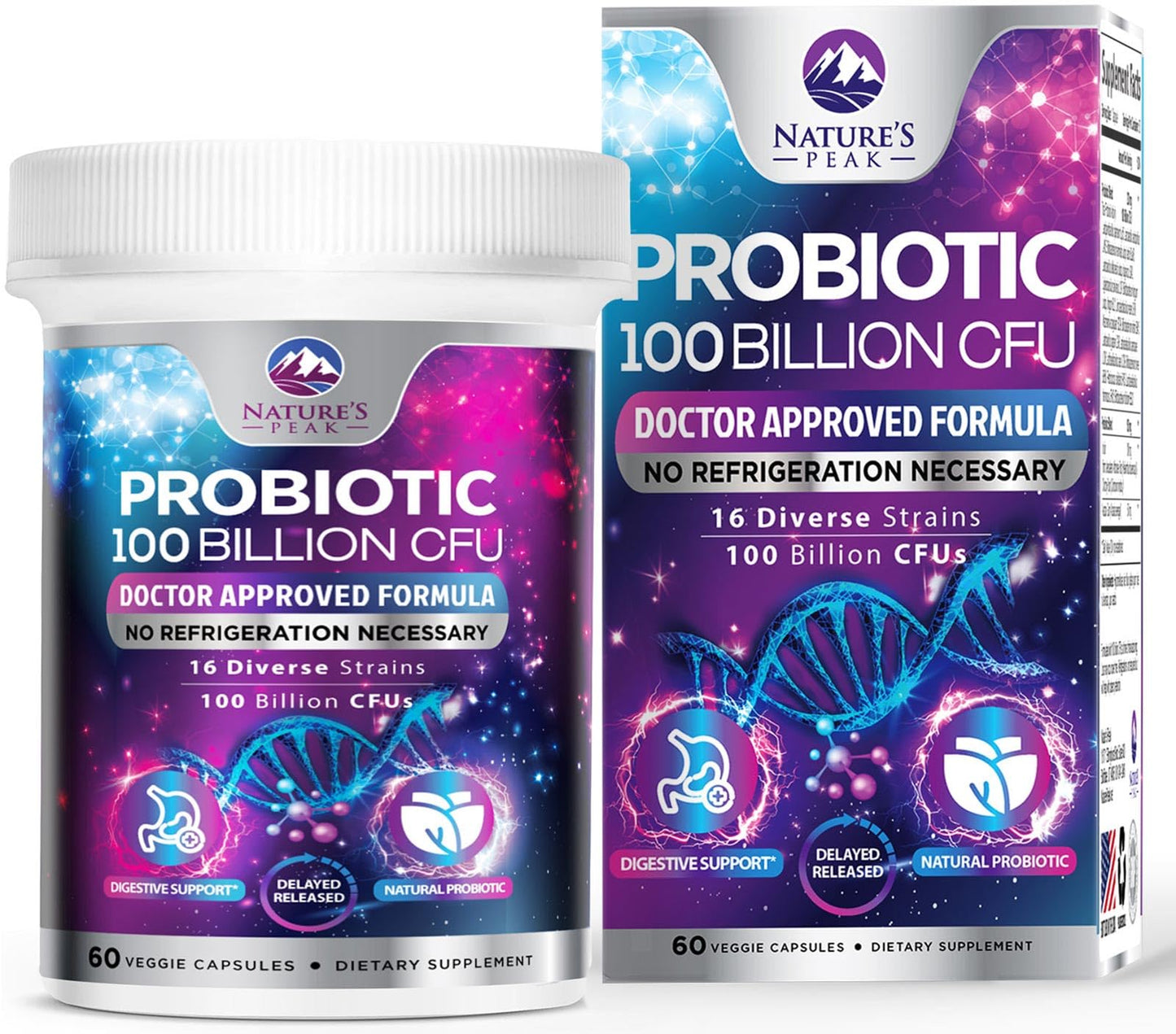 Probiotics for Digestive Gut Health - 100 Billion CFU Per Capsule, 16 Premium Strains & Prebiotics - Best Probiotics for Women & Men, Occasional Constipation - dailyvitalstore