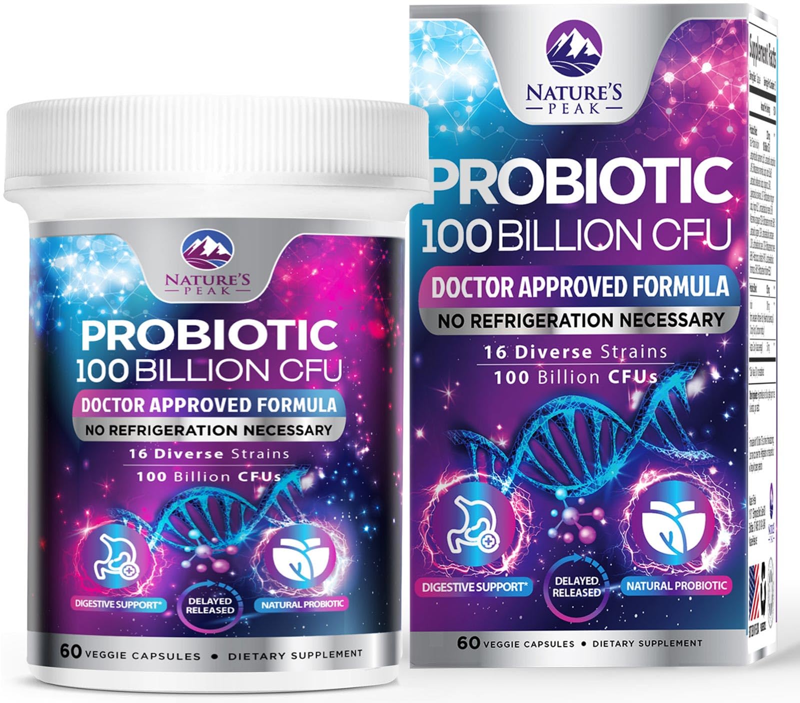 Probiotics for Digestive Gut Health - 100 Billion CFU Per Capsule, 16 Premium Strains & Prebiotics - Best Probiotics for Women & Men, Occasional Constipation - dailyvitalstore
