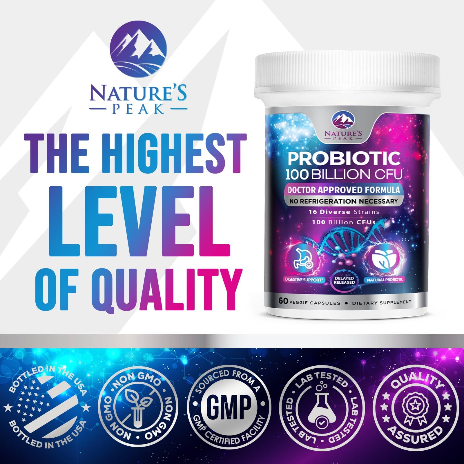 Probiotics for Digestive Gut Health - 100 Billion CFU Per Capsule, 16 Premium Strains & Prebiotics - Best Probiotics for Women & Men, Occasional Constipation - dailyvitalstore