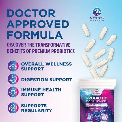 Probiotics for Digestive Gut Health - 100 Billion CFU Per Capsule, 16 Premium Strains & Prebiotics - Best Probiotics for Women & Men, Occasional Constipation - dailyvitalstore