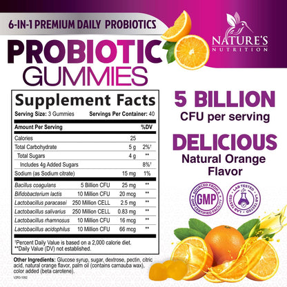 Probiotics for Digestive Health Gummies - 6 Unique Strains for Daily Immune Support & Gut Health, Supports Constipation, Gas & Bloating - Best Probiotic Supplement - dailyvitalstore