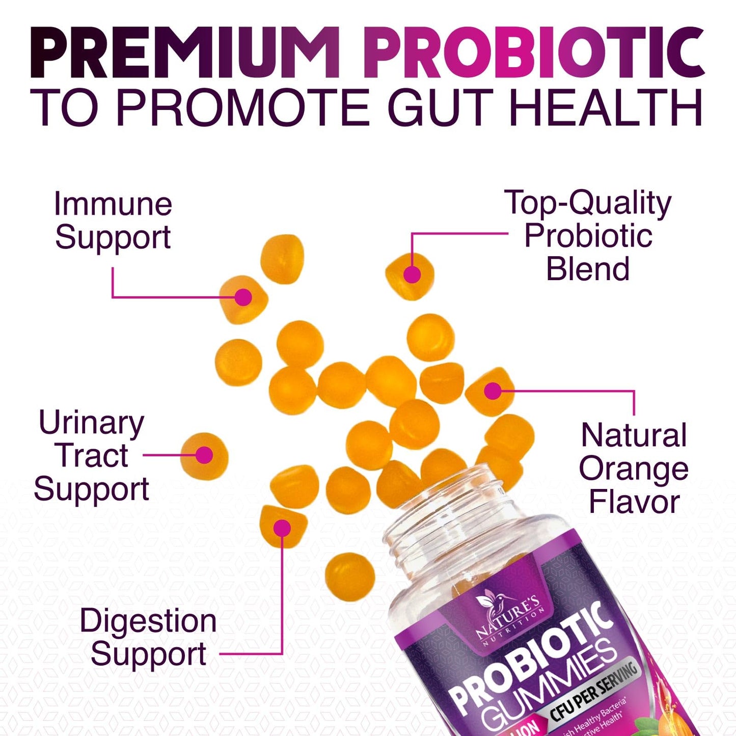 Probiotics for Digestive Health Gummies - 6 Unique Strains for Daily Immune Support & Gut Health, Supports Constipation, Gas & Bloating - Best Probiotic Supplement - dailyvitalstore