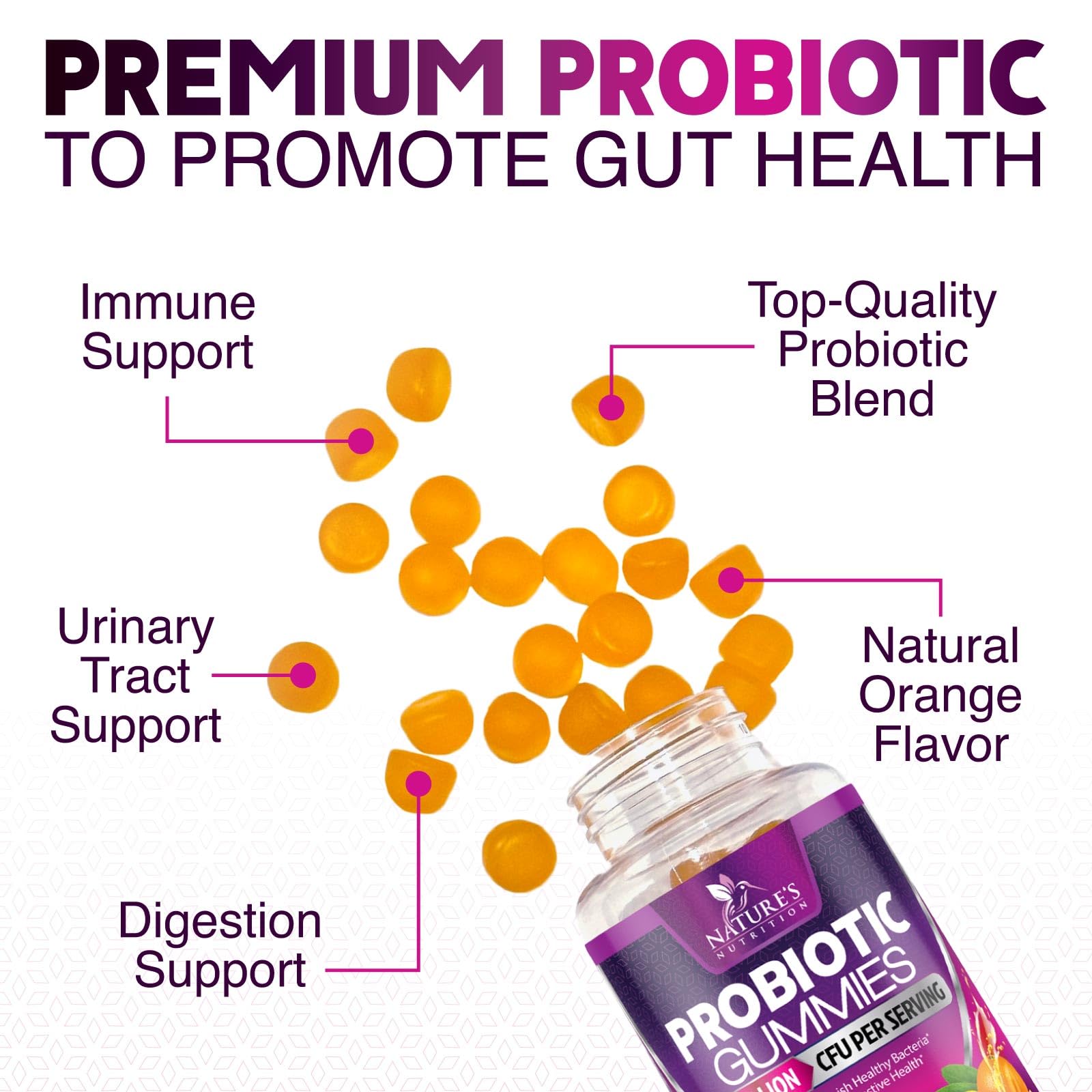 Probiotics for Digestive Health Gummies - 6 Unique Strains for Daily Immune Support & Gut Health, Supports Constipation, Gas & Bloating - Best Probiotic Supplement - dailyvitalstore