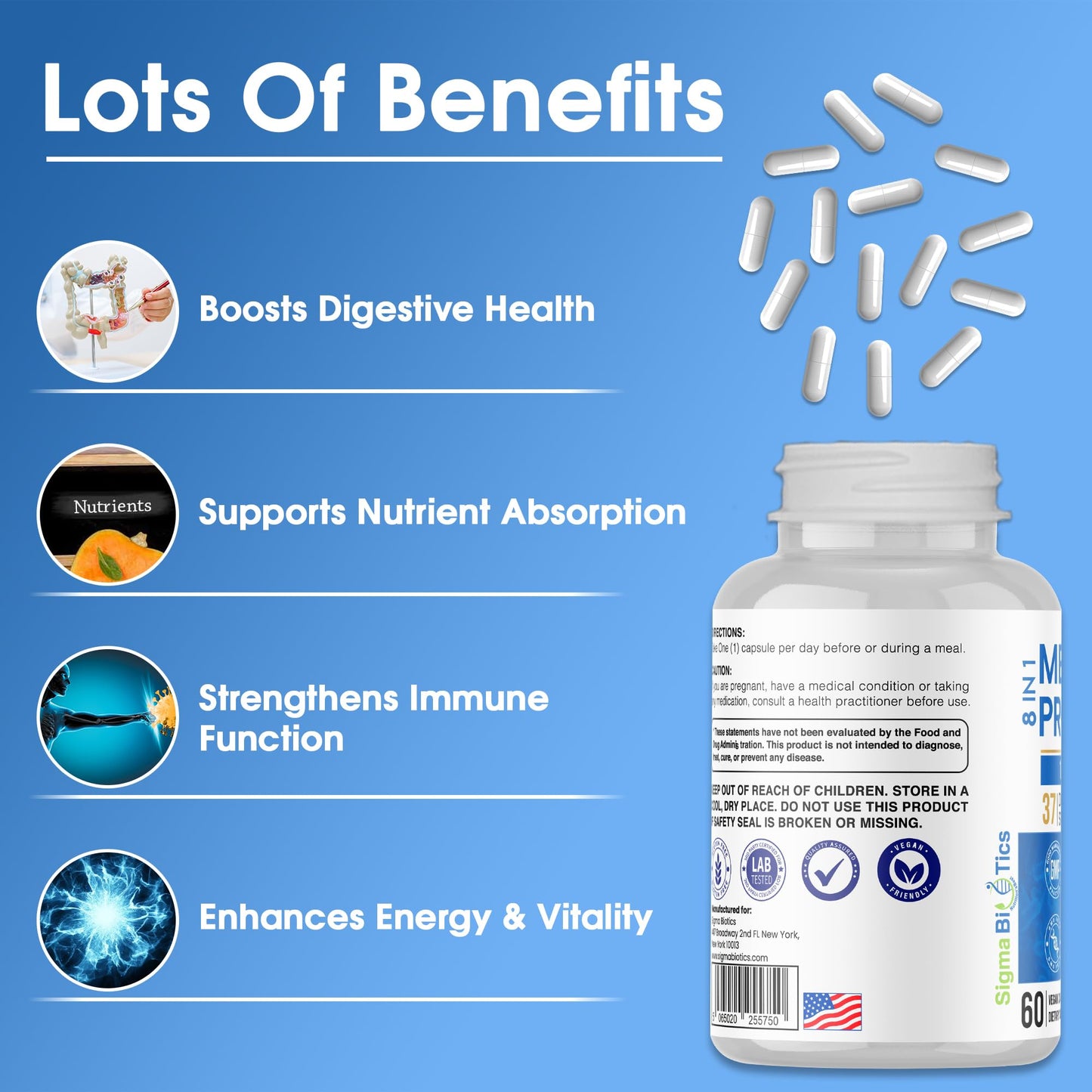 Probiotics for Men - 150 Billion CFU Acidophilus Capsules with Prebiotics & Postbiotics - Supports Gut Microbiome, Colon & Immune Health - dailyvitalstore