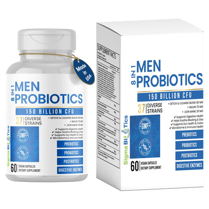 Probiotics for Men - 150 Billion CFU Acidophilus Capsules with Prebiotics & Postbiotics - Supports Gut Microbiome, Colon & Immune Health - dailyvitalstore