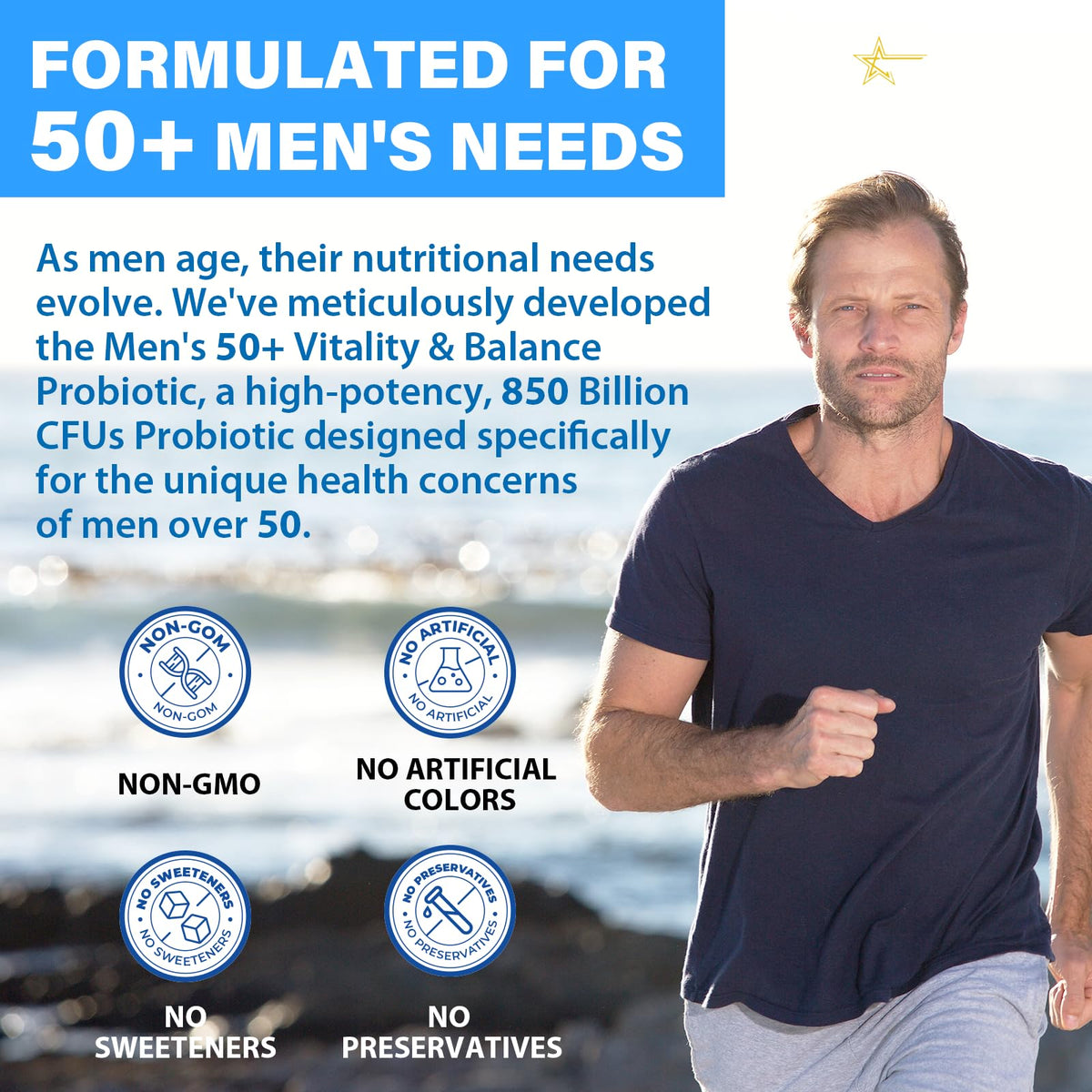 Probiotics for Men, Advanced 50+ Mens Probiotic, Comprehensive Gut & Energy Support with 850 Billion CFU, 1800mg Prebiotics Fiber – Tailored Wellness mens probiotics - dailyvitalstore