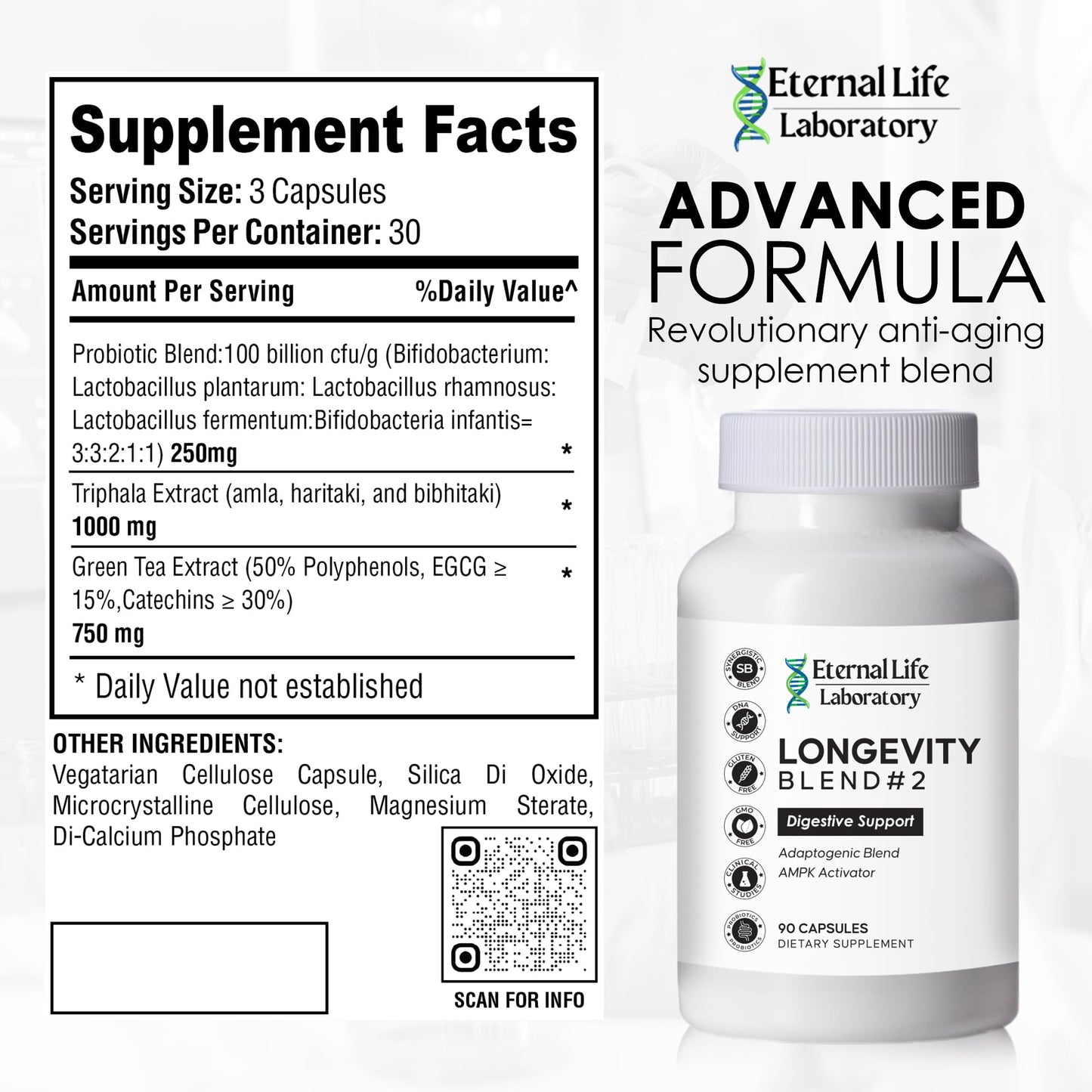 Probiotics for Women and Men, Daily Probiotic Supplement Probiotics and Triphala, Green Tea Extract - Anti-Aging Gut Health Optimizer - Intestinal, Colon & Digestive Health - 90 Capsules - dailyvitalstore