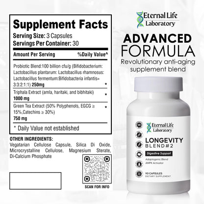 Probiotics for Women and Men, Daily Probiotic Supplement Probiotics and Triphala, Green Tea Extract - Anti-Aging Gut Health Optimizer - Intestinal, Colon & Digestive Health - 90 Capsules - dailyvitalstore