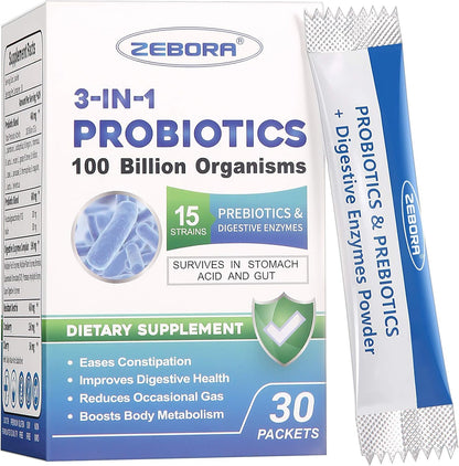 Probiotics for Women & Men - 100 Billion Plus Digestive Enzymes & Prebiotics, Highest Potency 3-in-1 Complete Probiotics for Digestive Health, Immune Support - dailyvitalstore
