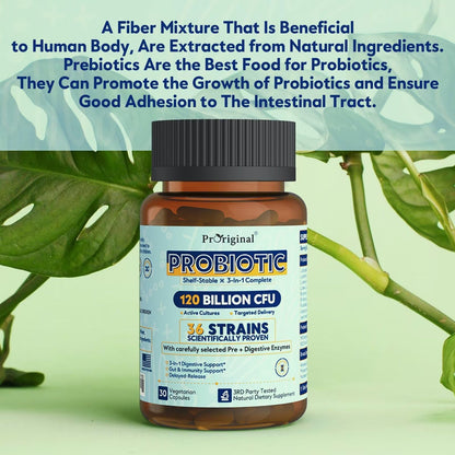 Probiotics for Women & Men 120 Billion CFU with 36 Probiotic Strains for Digestive Health and Gut Health, Delayed Release Capsules, Stomach Acid Resistant, - dailyvitalstore