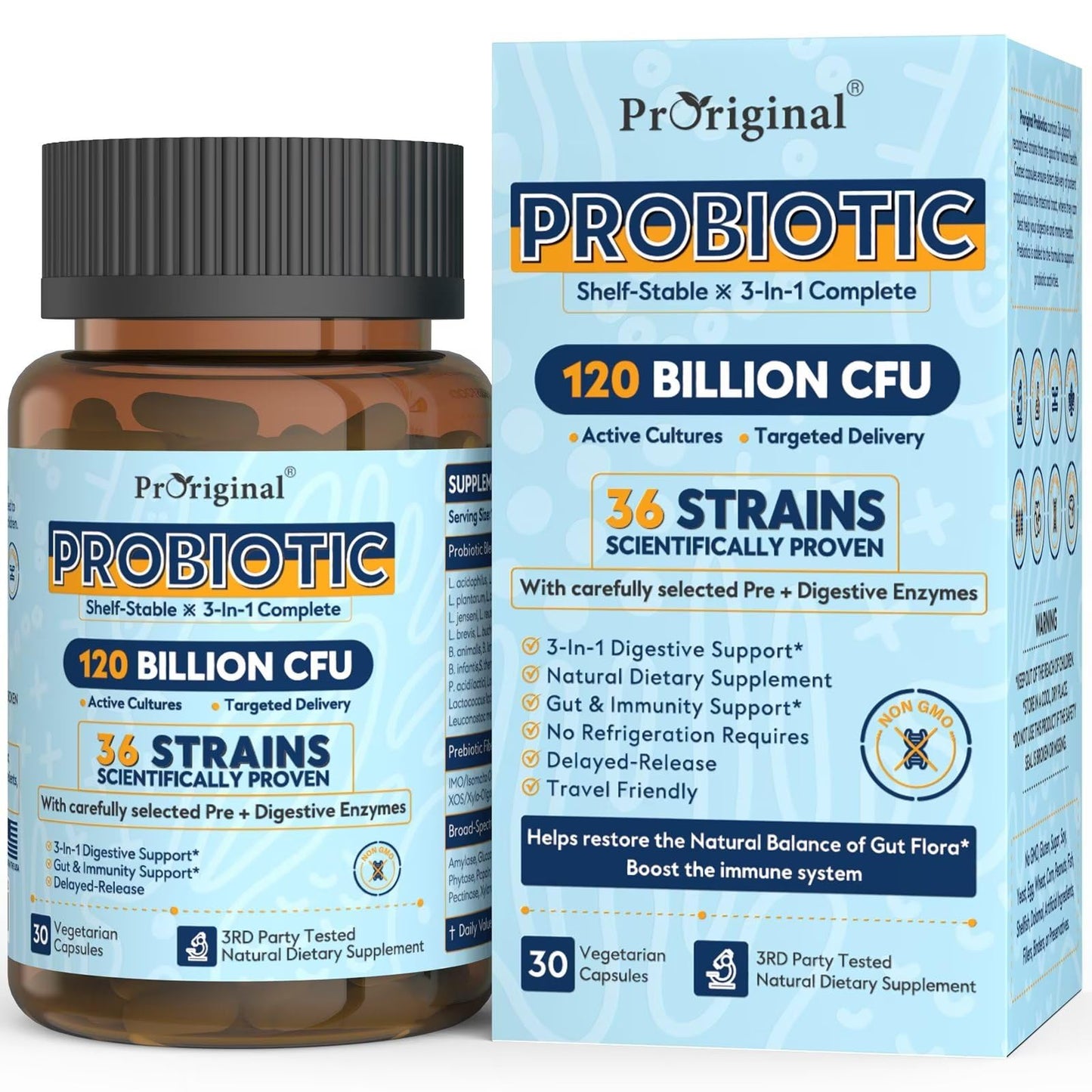 Probiotics for Women & Men 120 Billion CFU with 36 Probiotic Strains for Digestive Health and Gut Health, Delayed Release Capsules, Stomach Acid Resistant, - dailyvitalstore