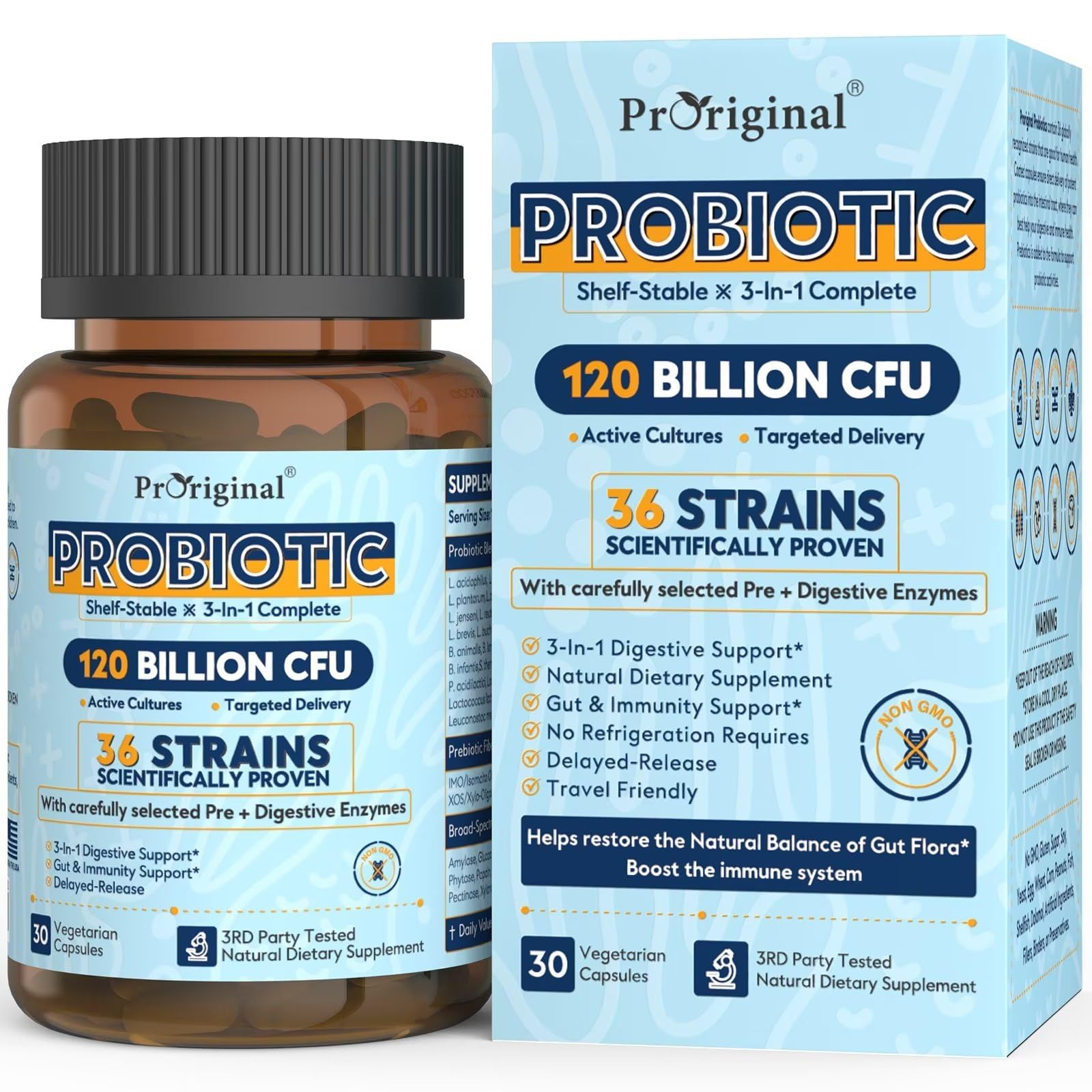 Probiotics for Women & Men 120 Billion CFU with 36 Probiotic Strains for Digestive Health and Gut Health, Delayed Release Capsules, Stomach Acid Resistant, - dailyvitalstore