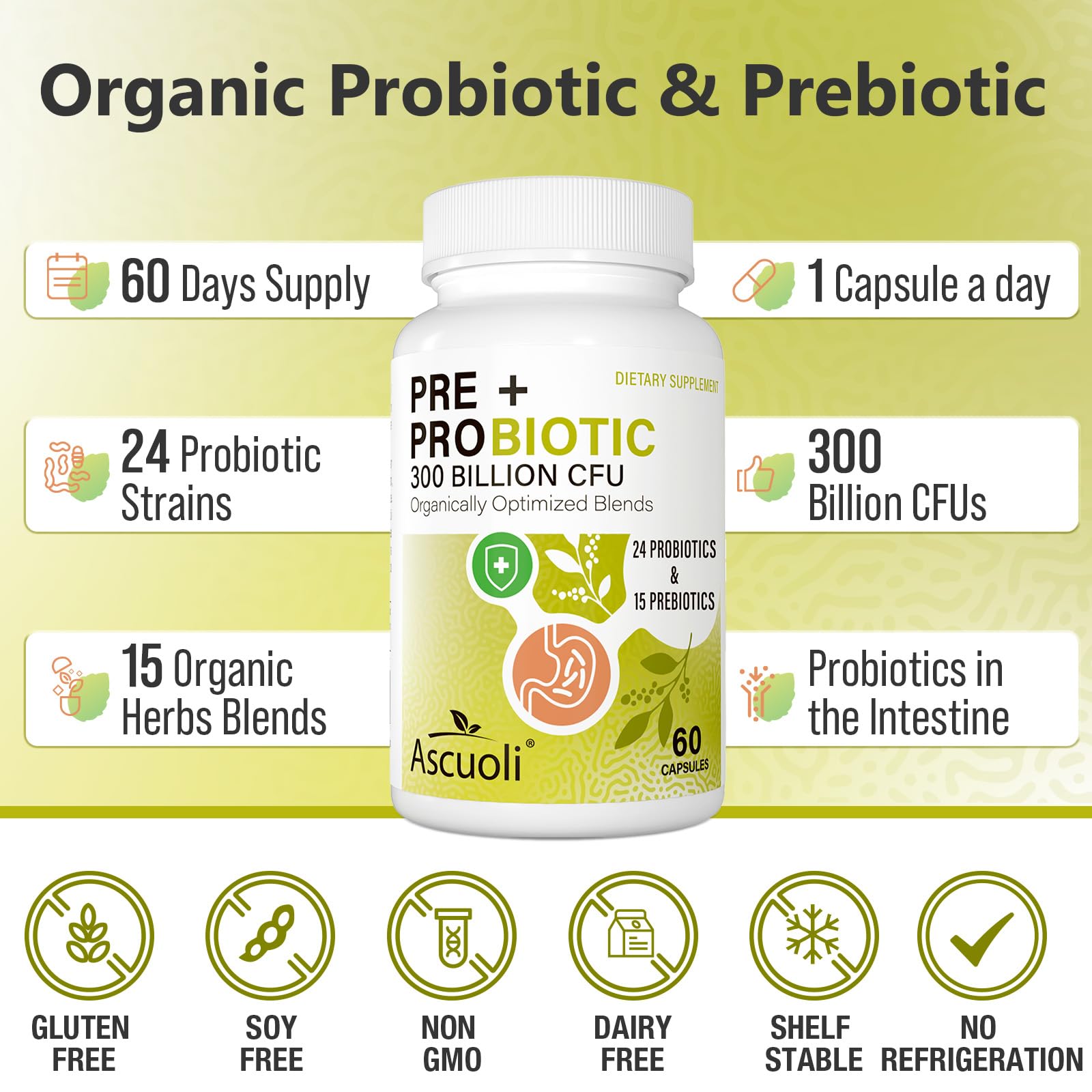Probiotics for Women & Men - 300 Billion CFU, 24 Strains + 15 Organic Herbs Prebiotics Blend, Daily Probiotic for Digestive Health, Immune, Gut, Bloating - dailyvitalstore