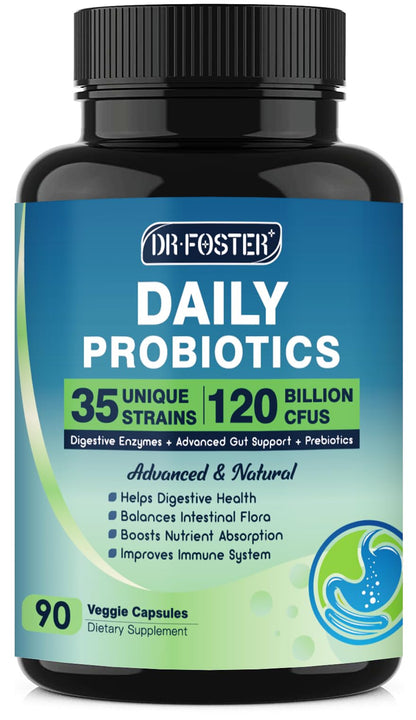Probiotics for Women-Men Digestive Health with 120 Billion CFUs, Prebiotics and Probiotics for Women-Men, Digestive Enzymes, Nutrient Absorption, Immune Support - dailyvitalstore