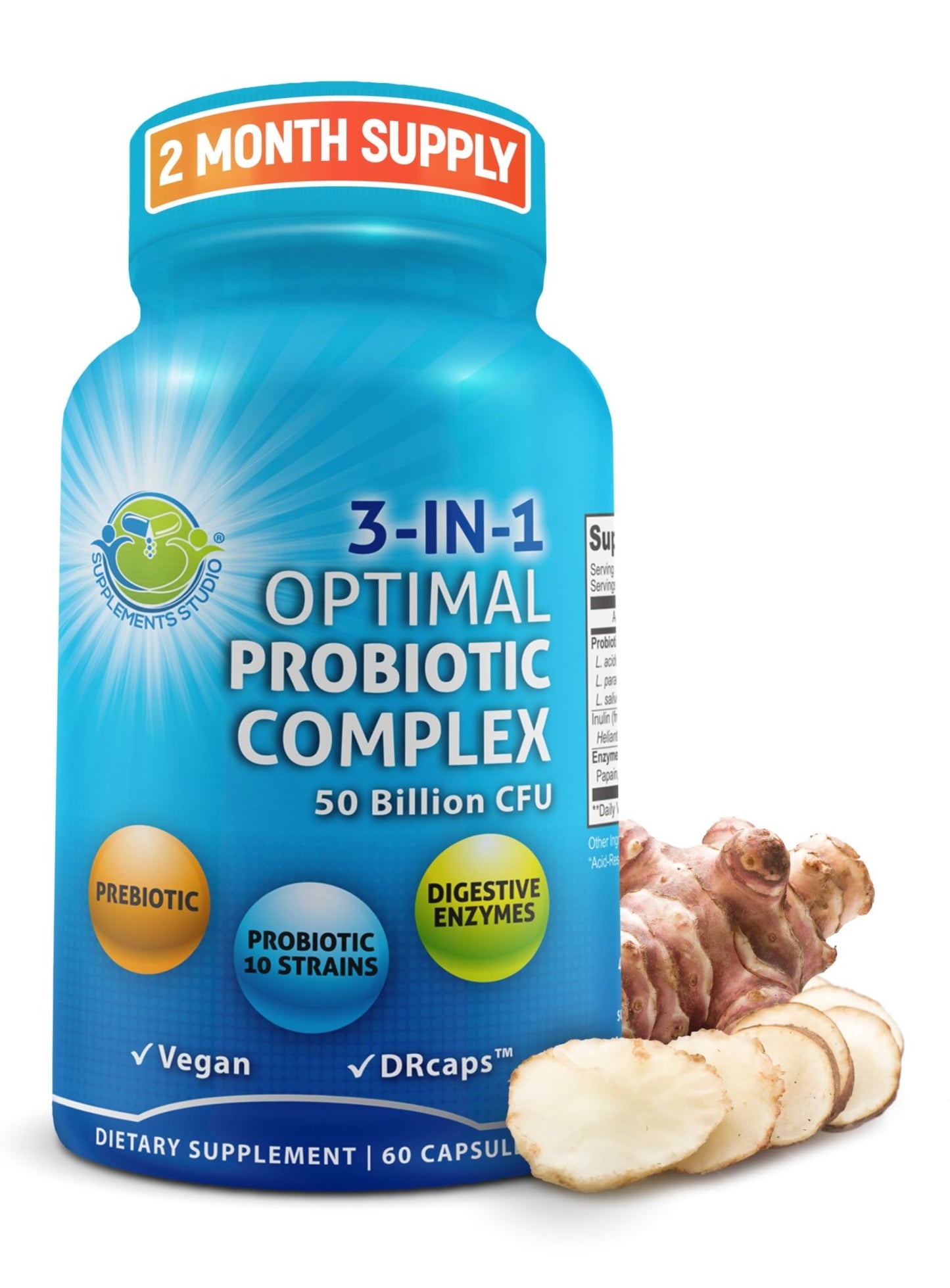 Probiotics with Digestive Enzymes and Prebiotic for Women and Men - 3-In-1 Vegan Probiotic Prebiotic Multi Enzyme Complex for Gut Health - dailyvitalstore