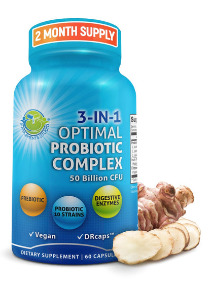 Probiotics with Digestive Enzymes and Prebiotic for Women and Men - 3-In-1 Vegan Probiotic Prebiotic Multi Enzyme Complex for Gut Health - dailyvitalstore