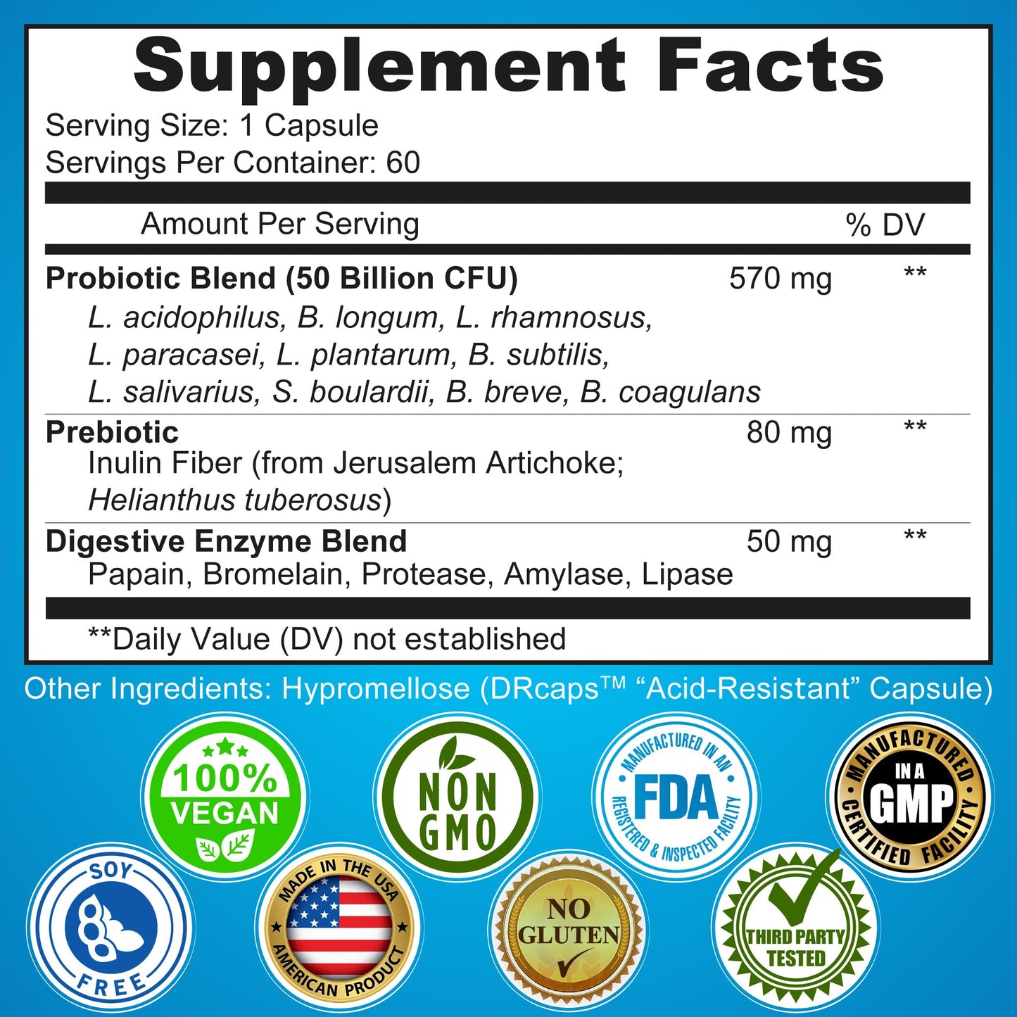 Probiotics with Digestive Enzymes and Prebiotic for Women and Men - 3-In-1 Vegan Probiotic Prebiotic Multi Enzyme Complex for Gut Health - dailyvitalstore