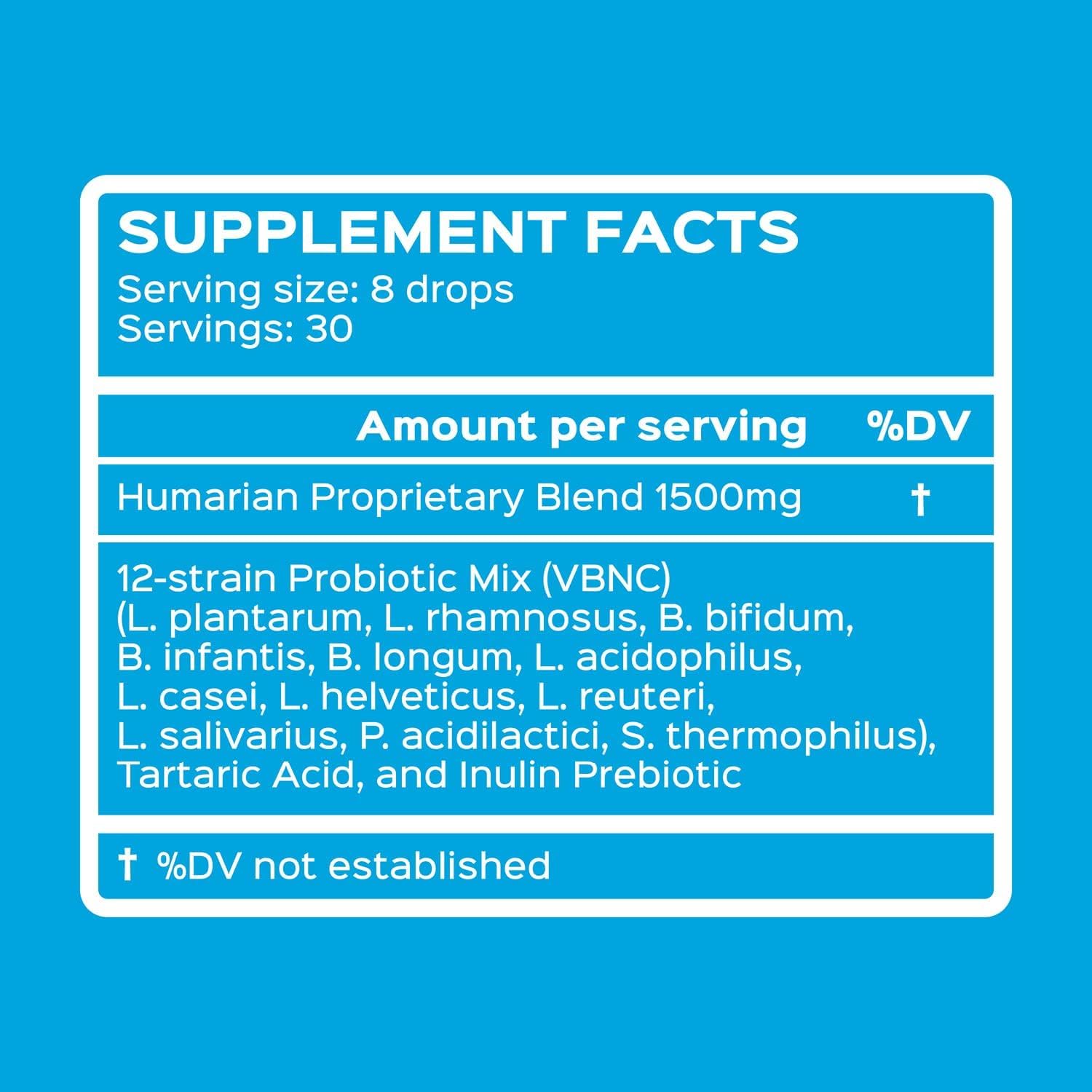 Probonix Humarian Liquid Probiotics for Adults - 12-Strain Probiotic Drops to Fortify Gut Health, Immunity and More - 30-Day Supply - Delicious Grape Flavor - dailyvitalstore